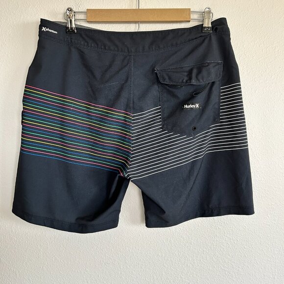 Hurley Swim Trunks Mens 32 Rainbow Stripe Board Shorts Unlined Waist Tie - Picture 5 of 10